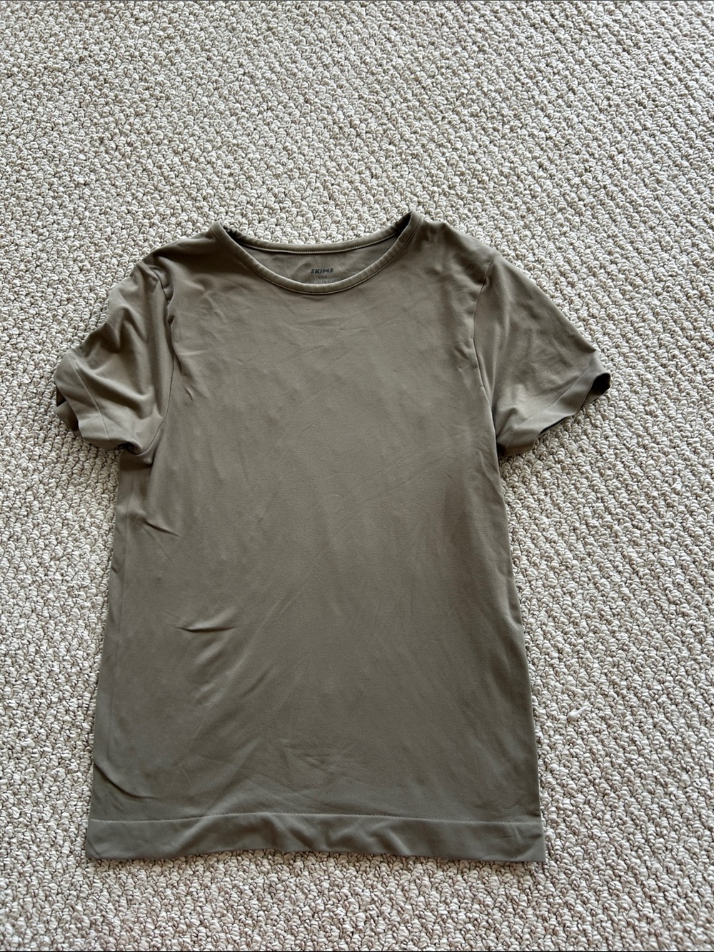 SKIMS Short Sleeve Tee in Olive Green